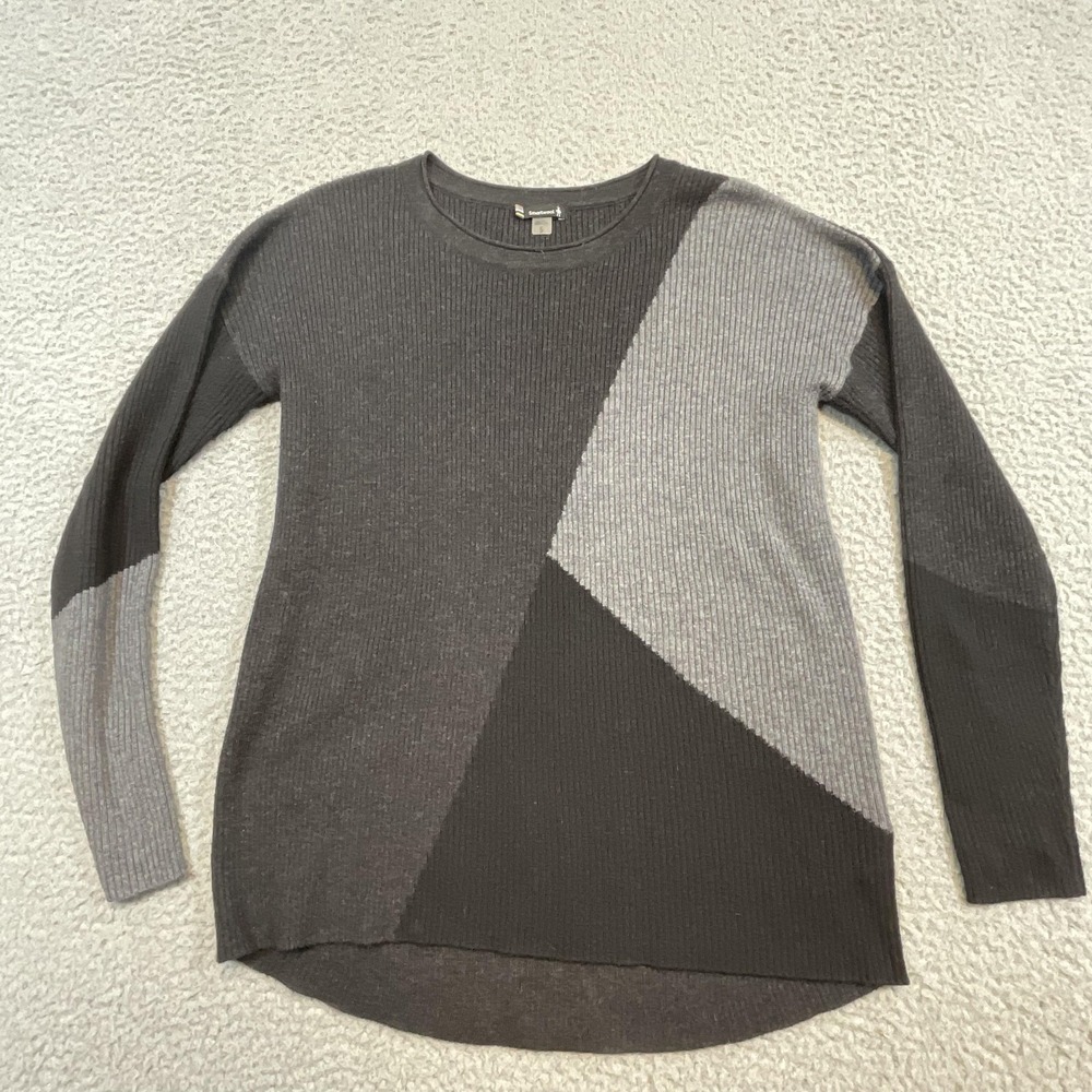 SmartWool Sweater Pullover Womens S Gray Geometric Thermal Merino Wool Knit